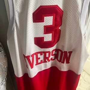 Iverson Red and White Basketball Jersey XXL